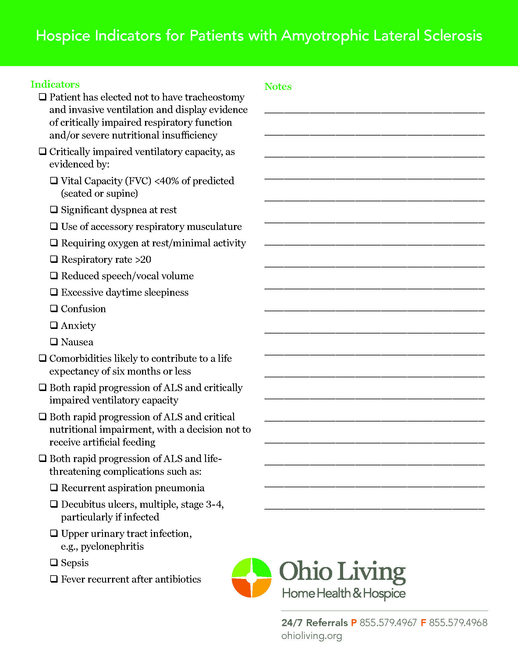 Hospice Indicators ALS