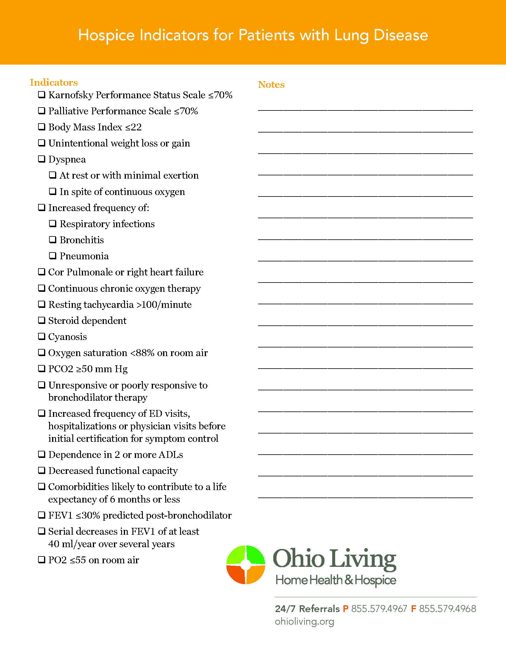 Hospice Indicators Lung Disease