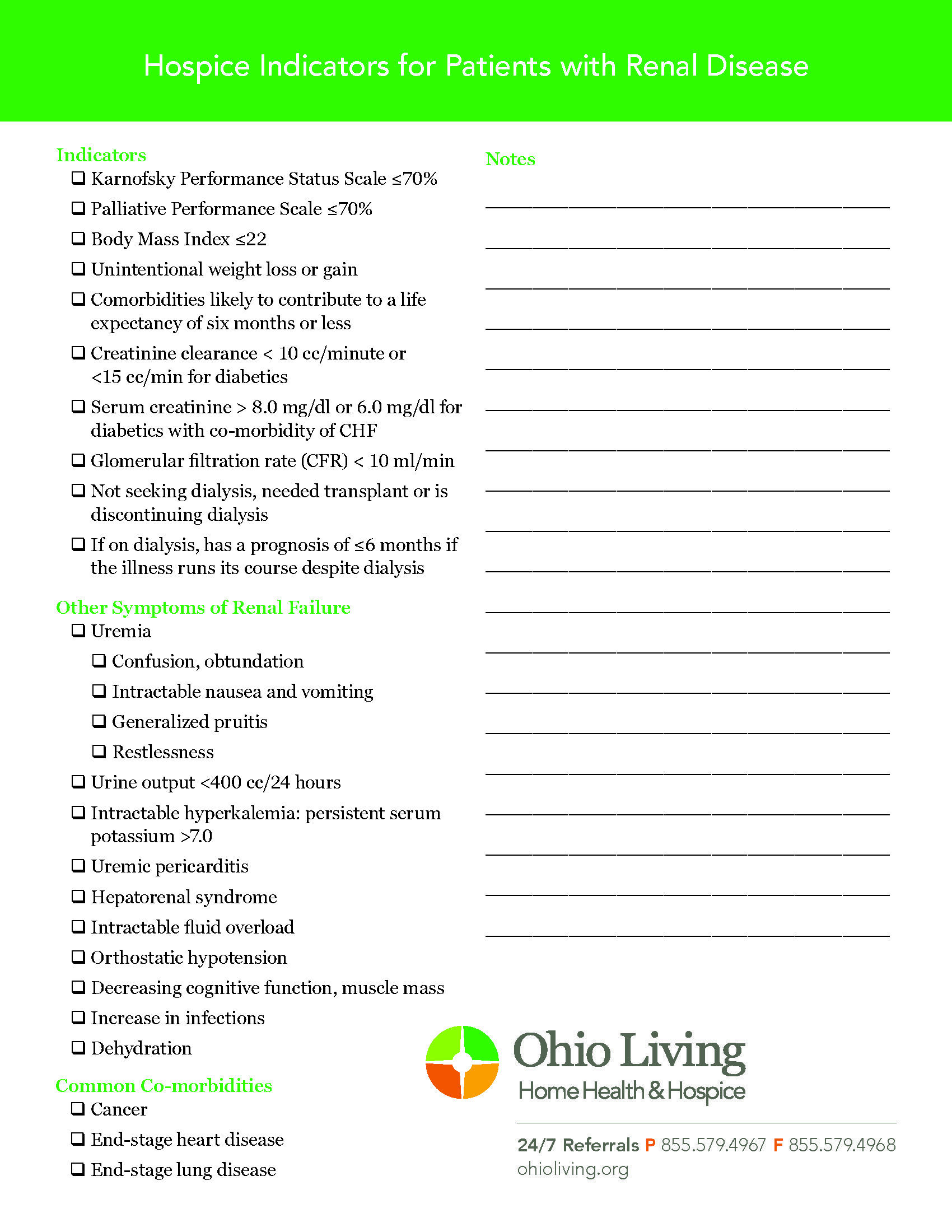 Hospice Indicators Renal Disease