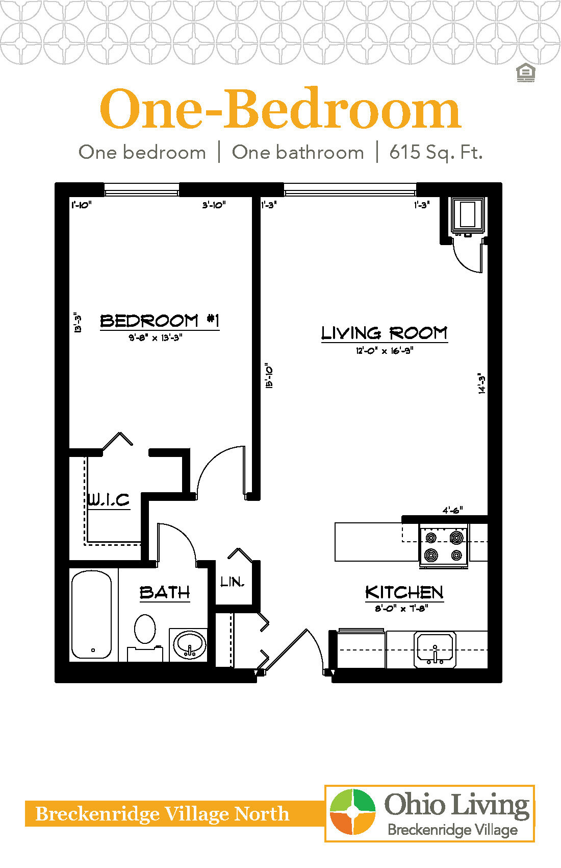 OLBV North Apartments Floor Plan One Bedroom