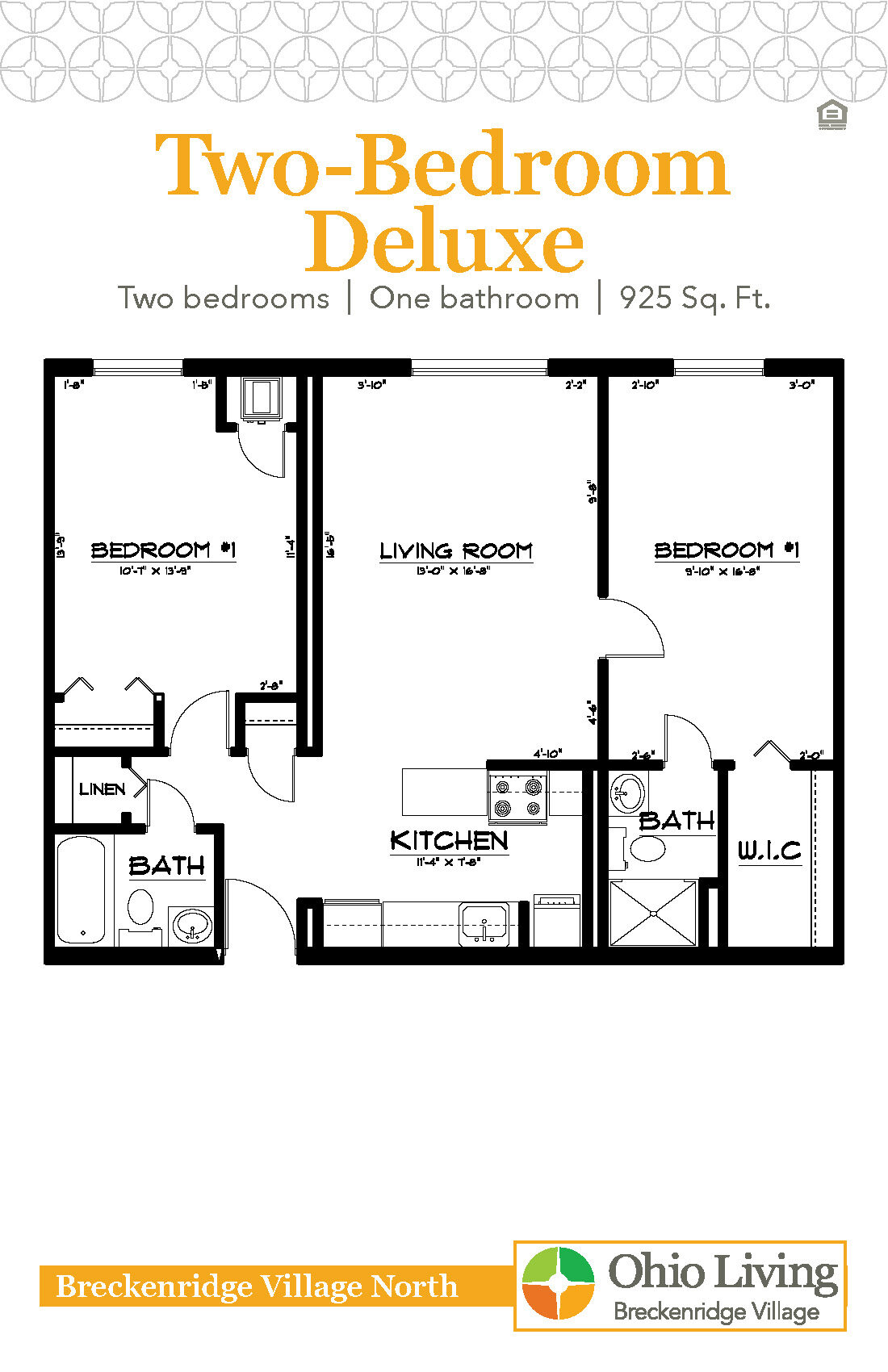OLBV North Apartments Floor Plan Two Bedroom Deluxe