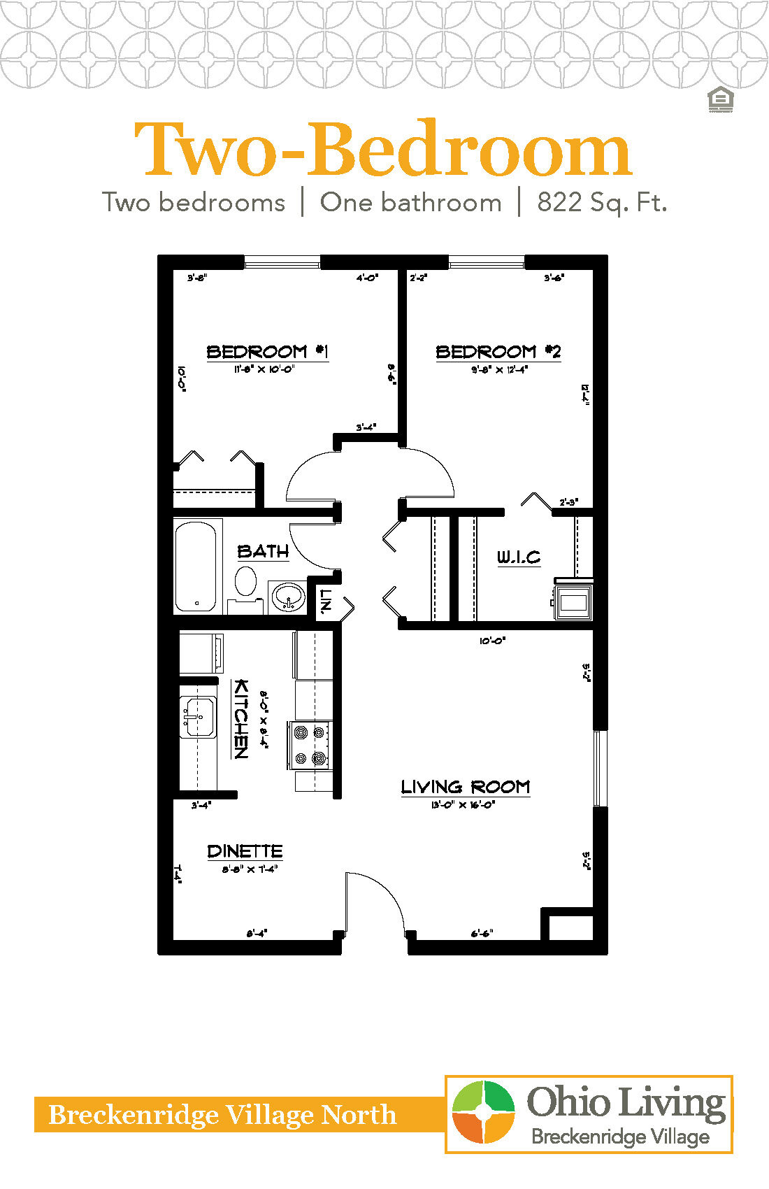 OLBV North Apartments Floor Plan Two Bedroom