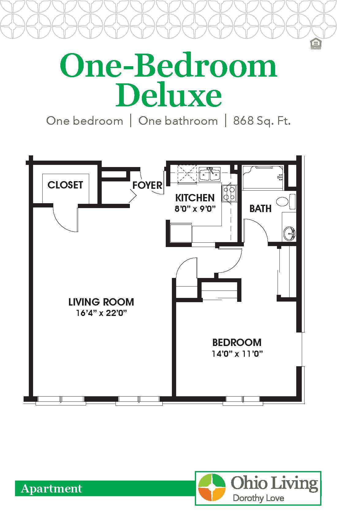 OLDL Apartment Floor Plan 1 BR Deluxe
