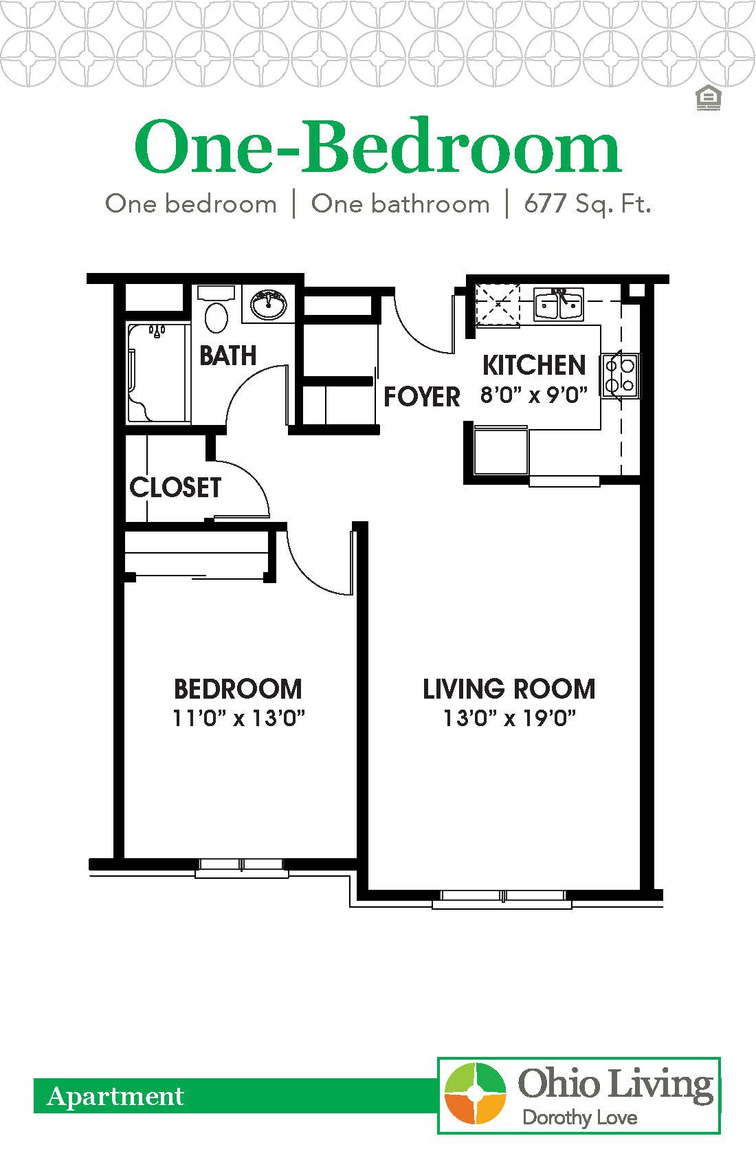 OLDL Apartment Floor Plan 1 BR