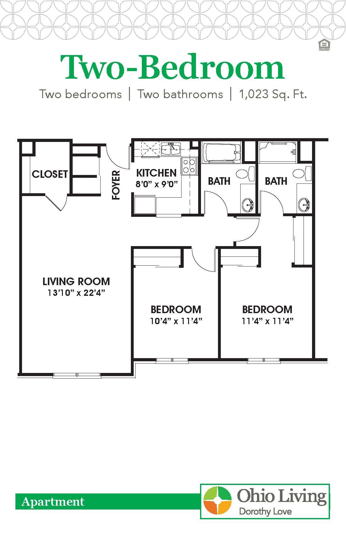 OLDL Apartment Floor Plan 2 BR